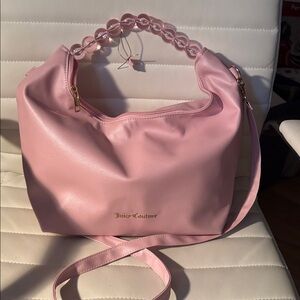 NWT-Juicy Couture -LARGE PINK SHOULDER BEADED CROSSBODY PURSE 16”x 13”HANDBAG